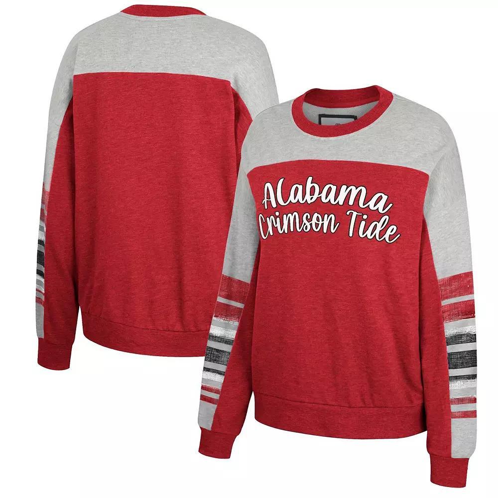 Women's Colosseum Crimson/Heather Gray Alabama Crimson Tide Baby Talk Pullover Sweatshirt, Size: Small, Red Product Image