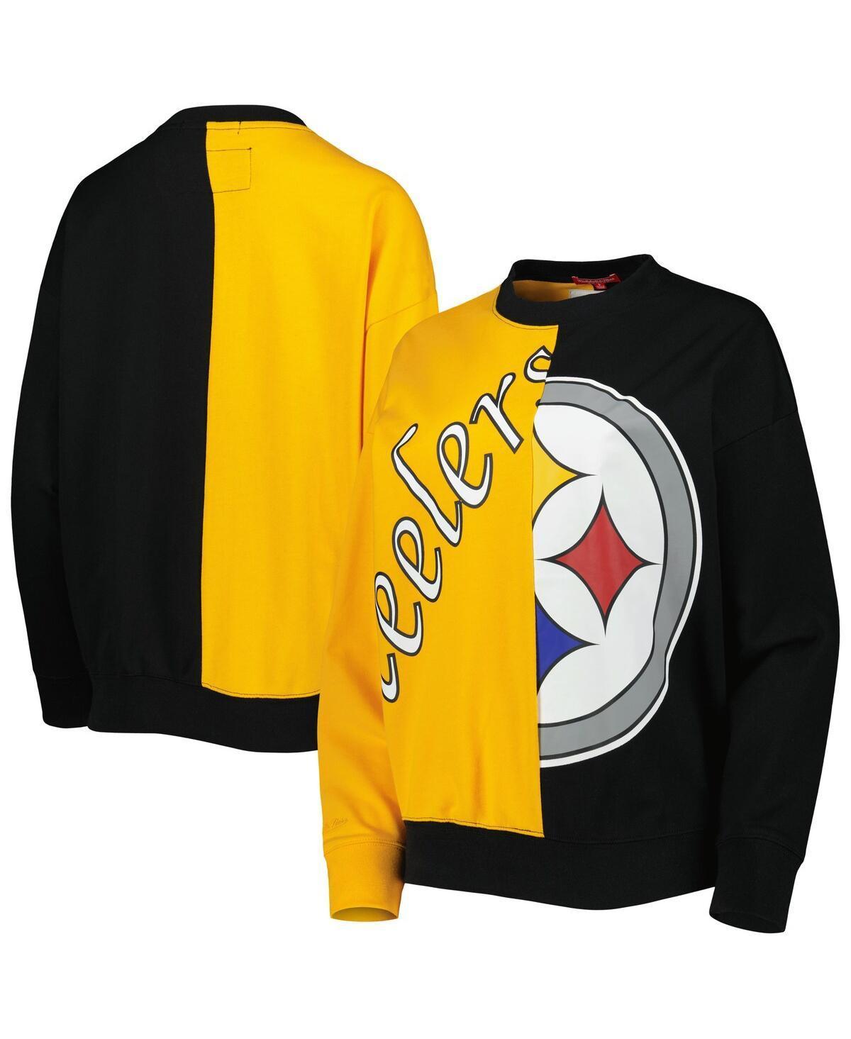 Womens Mitchell & Ness Black Pittsburgh Steelers Big Face Pullover Sweatshirt Product Image