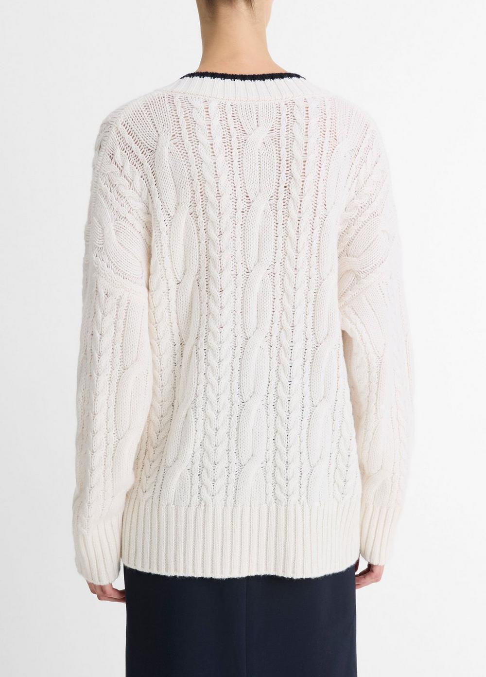 Cable-Knit Wool-Cashmere Oversized Sweater Product Image