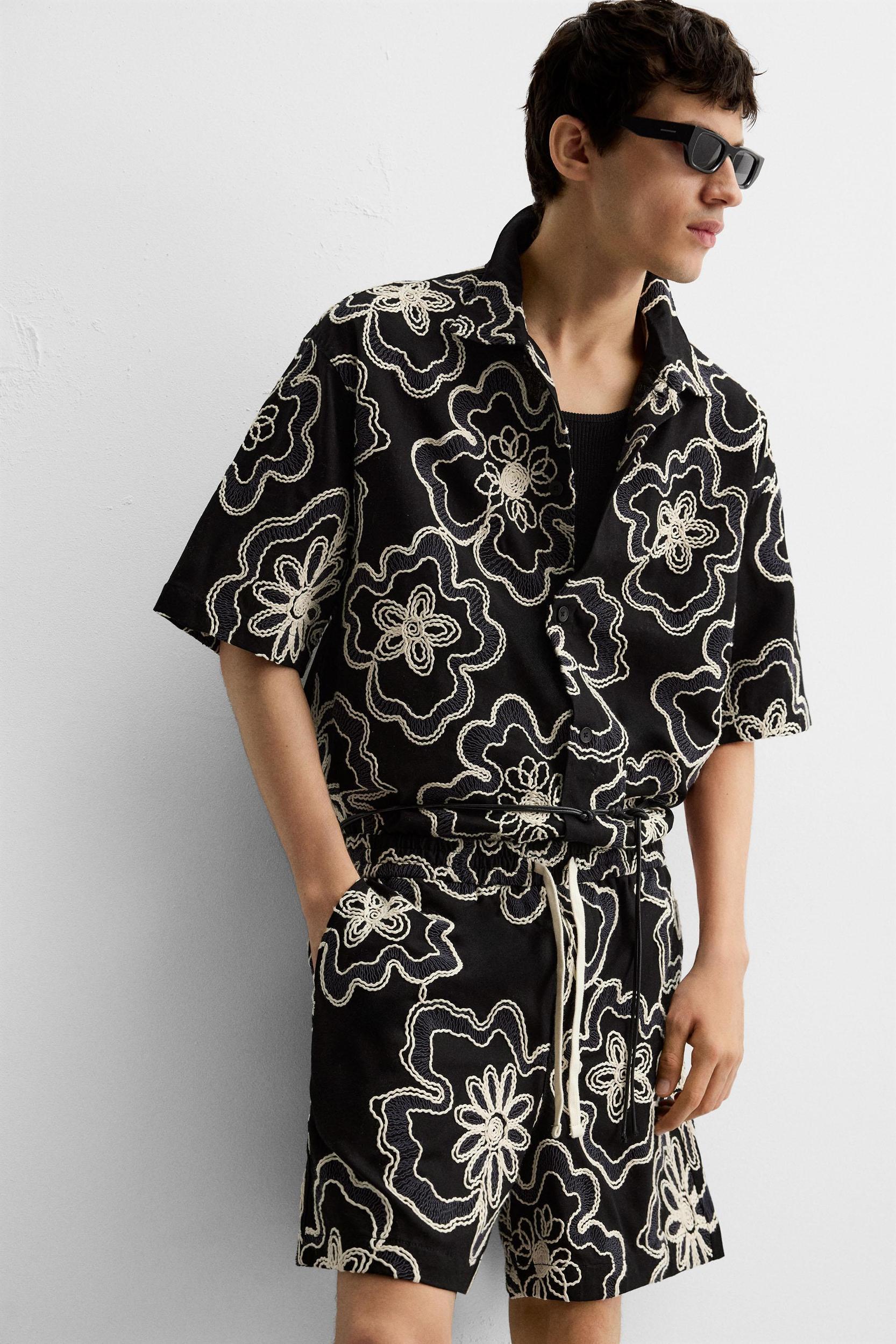 EMBOSSED EMBROIDERY SHORTS Product Image