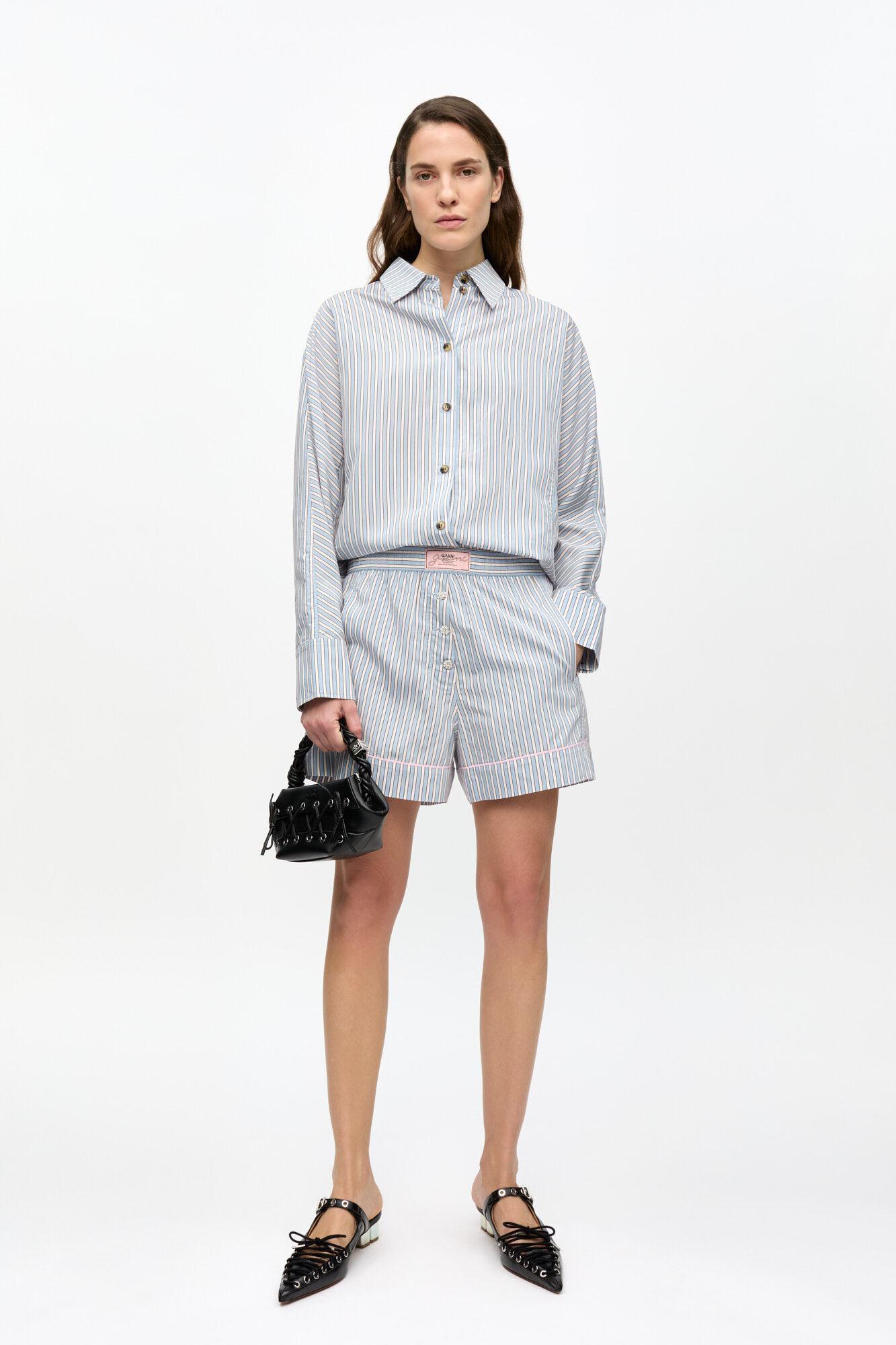 Candy-Striped Elasticated Shorts Product Image