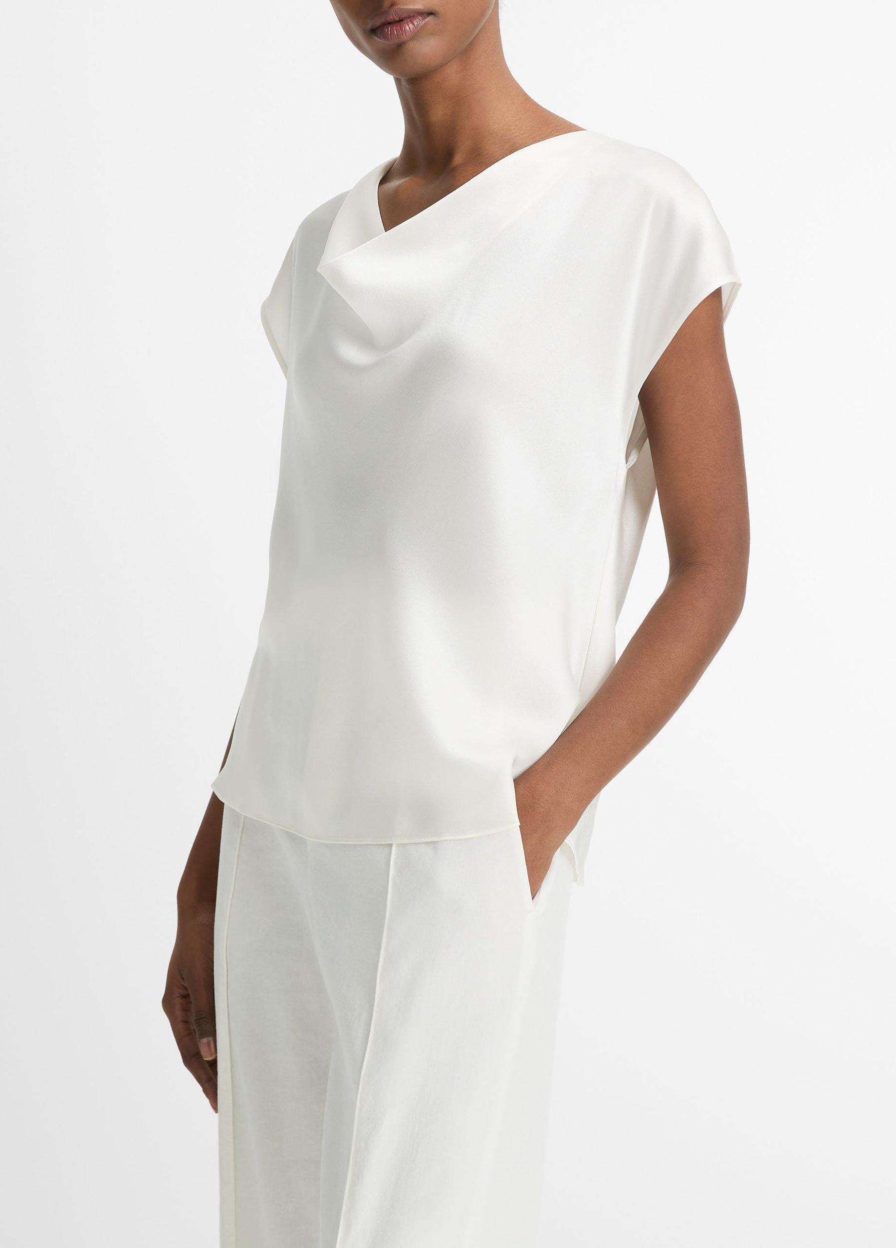 Silk Cowl-Neck Blouse Product Image