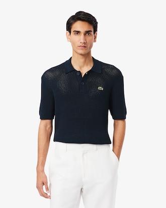 Men's Short Sleeve Heavy Cotton Polo Sweater Product Image