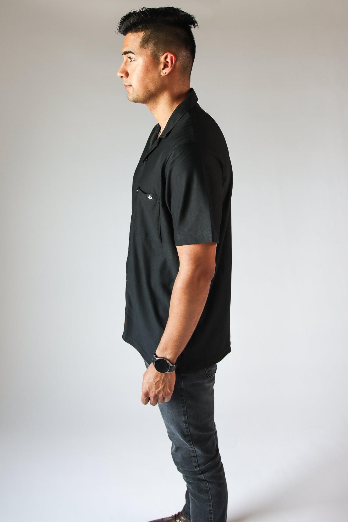 Micro Herringbone Knit Button Up Shirt Product Image