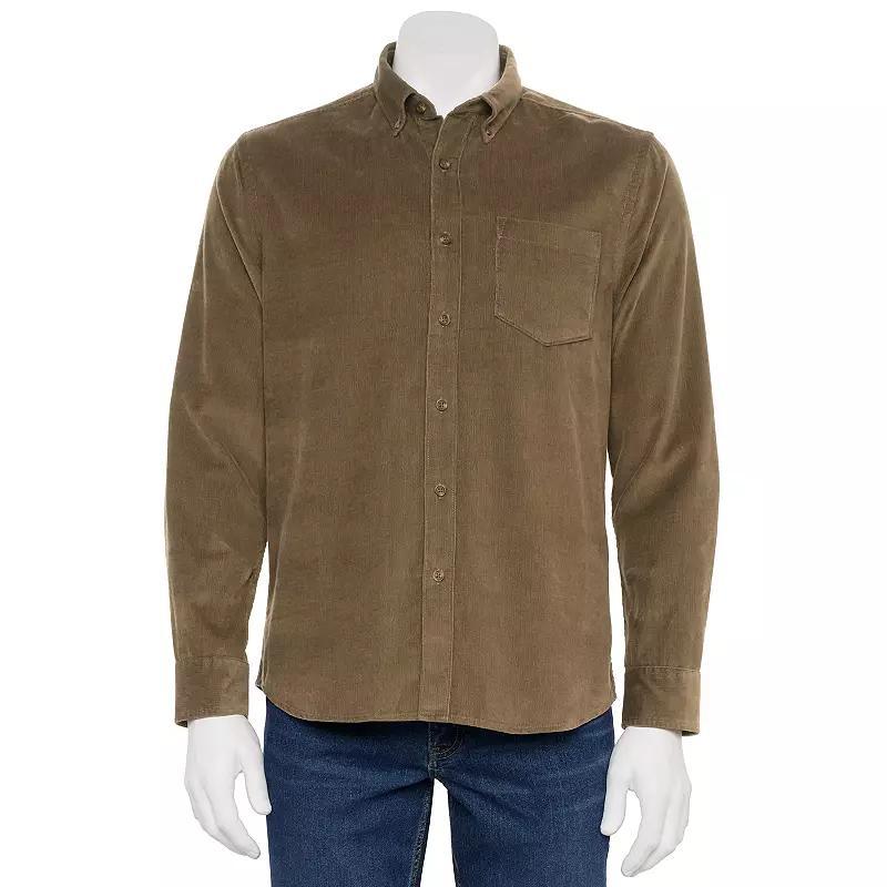 Men's Sonoma Goods For Life® Long Sleeve Perfect Length Button-Down Shirt, Size: Small, Brown Chip Product Image