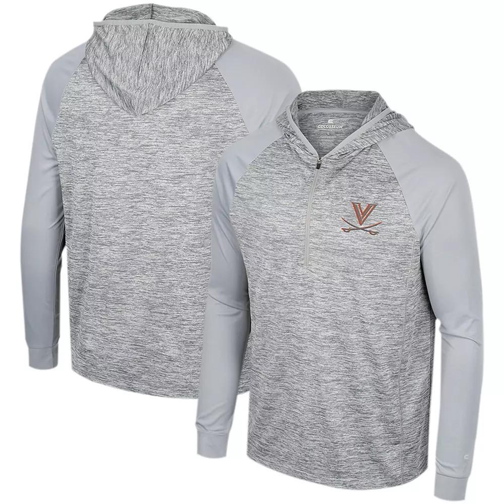 Men's Colosseum Gray Virginia Cavaliers Cybernetic Raglan Quarter-Zip Hooded Top, Size: XL, Grey Product Image