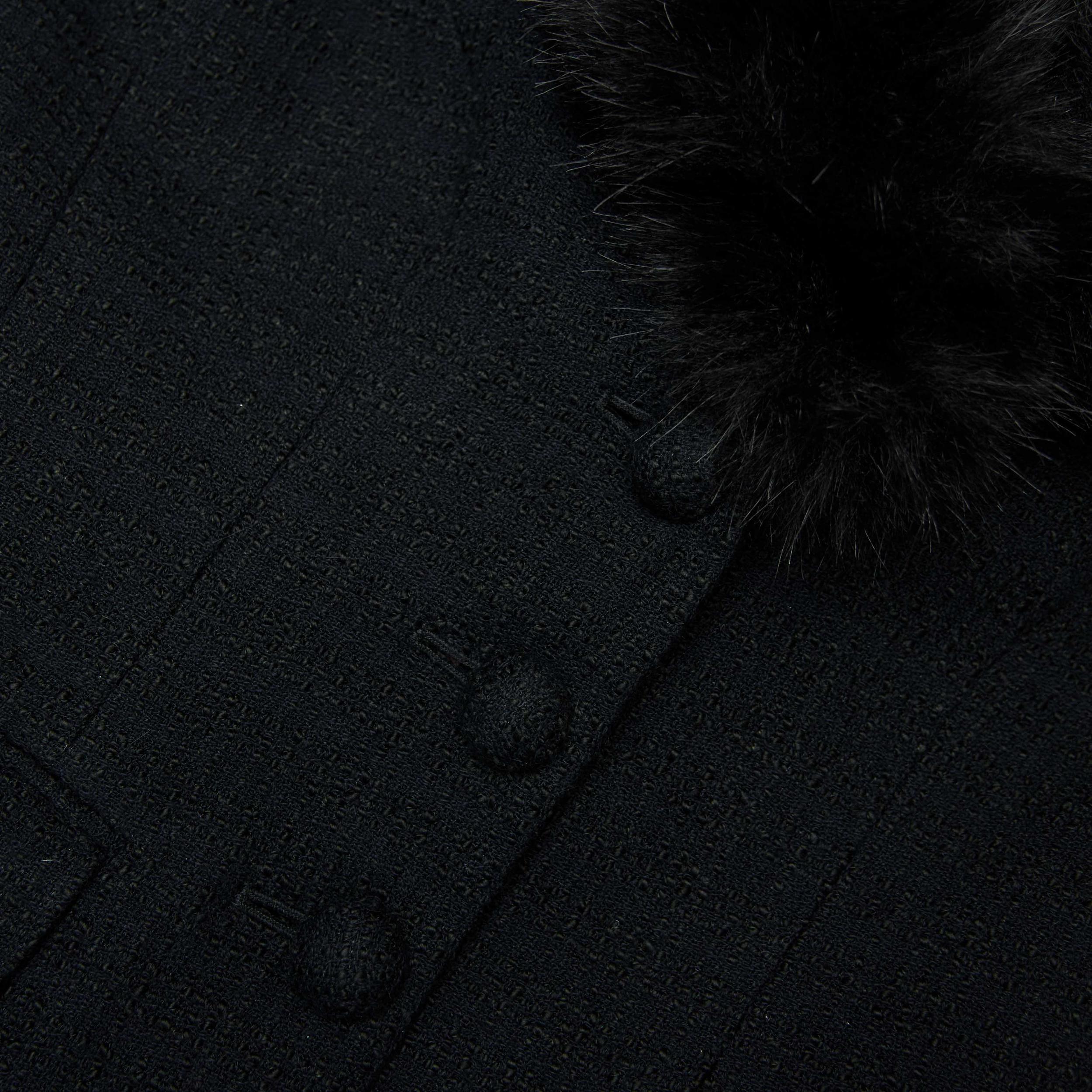 Black Tailored Boucle Fur Jacket Product Image