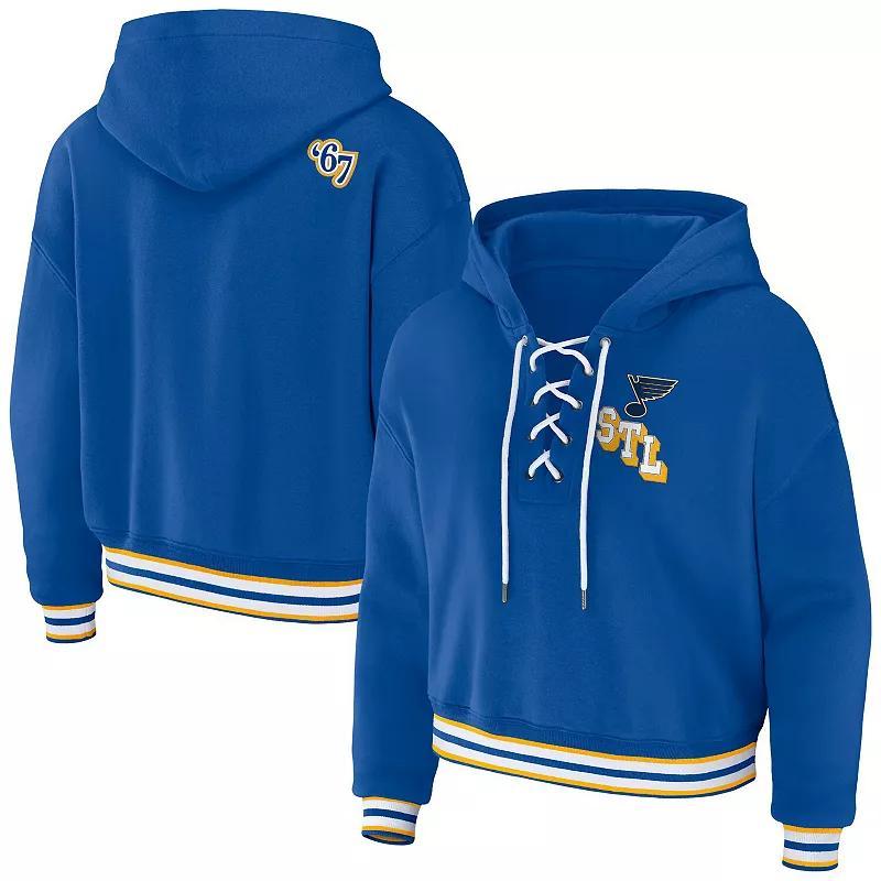 Women's WEAR by Erin Andrews Navy Chicago Bears Lace-Up Pullover Hoodie, Size: XL, Blue Product Image