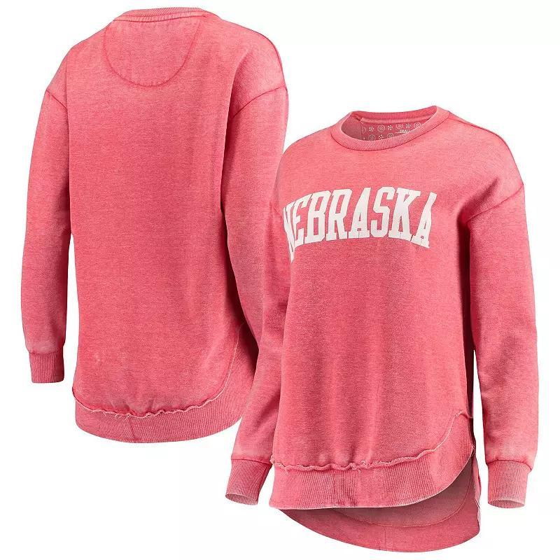 Women's Pressbox Scarlet Nebraska Huskers Vintage Wash Pullover Sweatshirt, Size: Small, Red Product Image