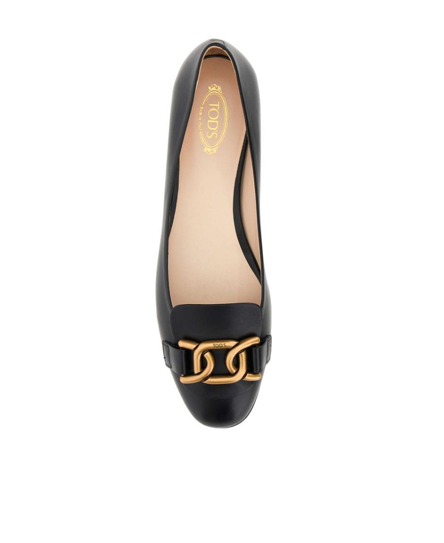 TOD'S Leather Chain Ballerina Flats In Black Product Image