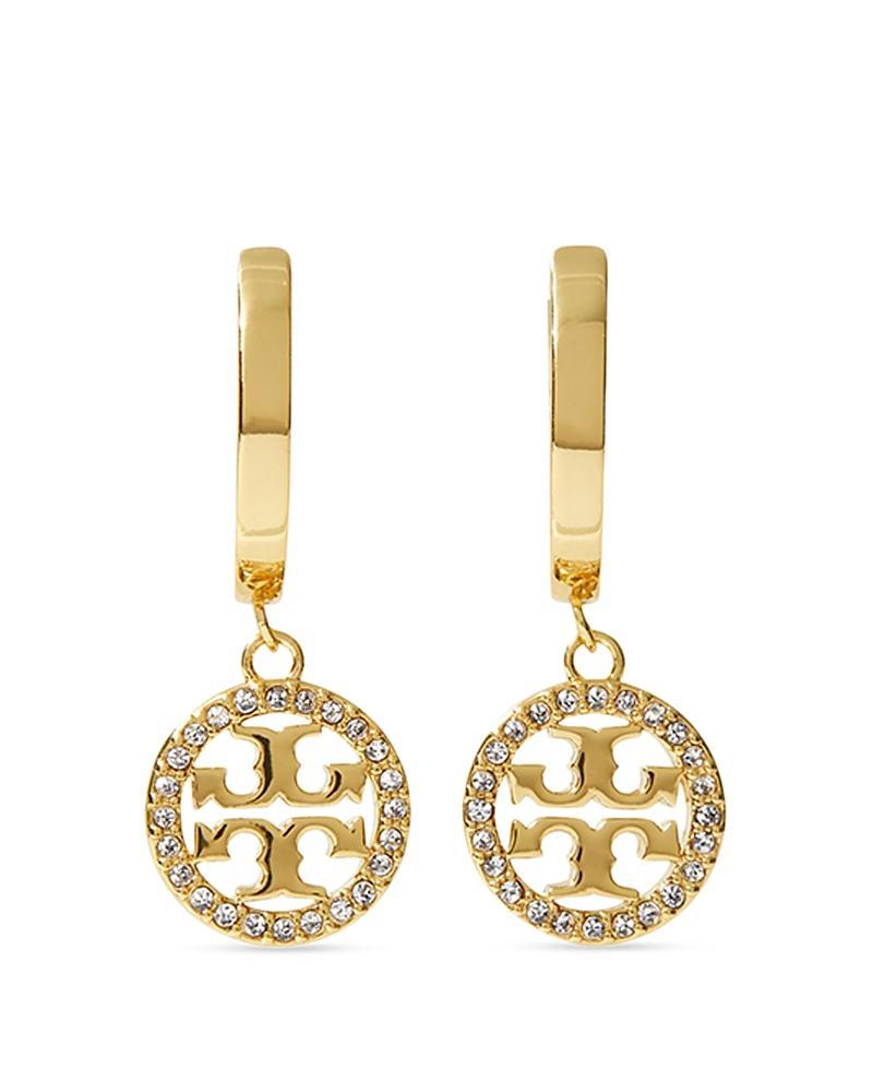 Tory Burch Miller Pave Huggie Hoop Earrings Tory Gold/Crystal One Size Product Image