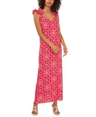 Vince Camuto Womens Medallion-Print Sleeveless Maxi Dress Product Image