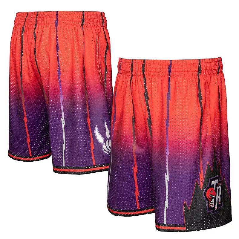 Men's Mitchell & Ness Red/Purple Toronto Raptors 1998/99 Hardwood Classics Fadeaway Reload 3.0 Swingman Shorts, Size: Large, Rpt Red Product Image