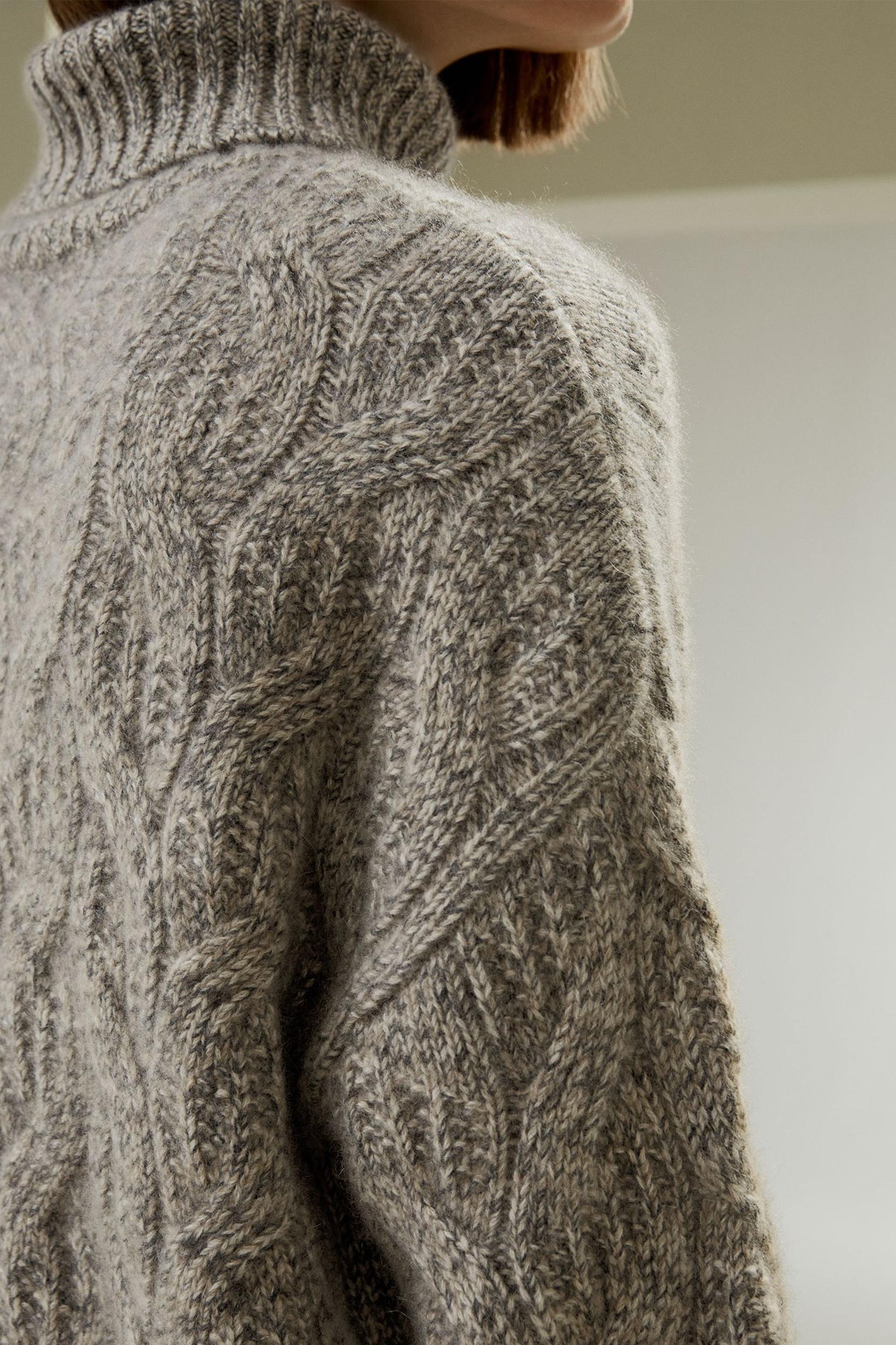 Cable-Knit Cashmere Turtleneck Sweater Product Image