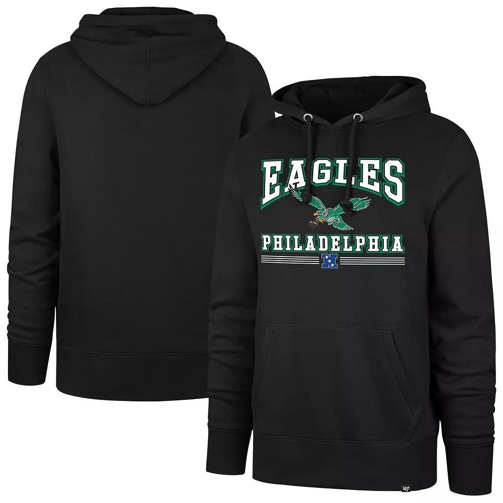 Men's '47 Black Philadelphia Eagles Packed House Headline Pullover Hoodie, Size: Small Product Image