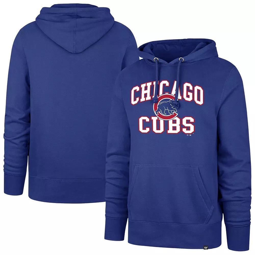 Men's '47  Royal Chicago Cubs Velocity Headline Pullover Hoodie, Size: Medium, Blue Product Image