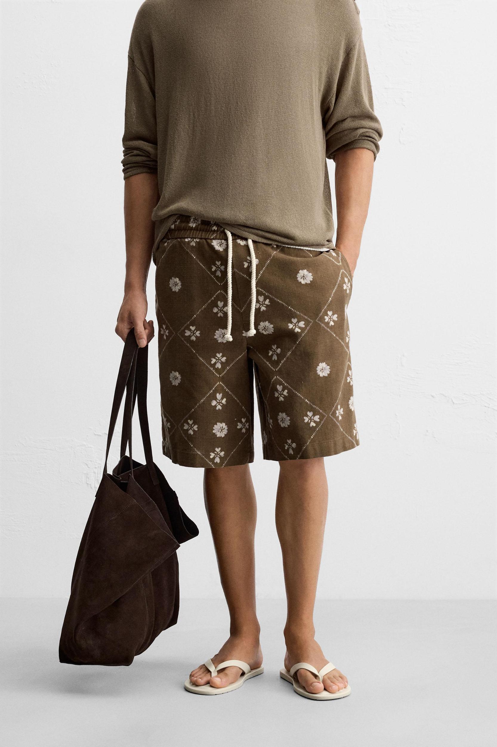 CONTRAST PRINT BERMUDA SHORTS Product Image