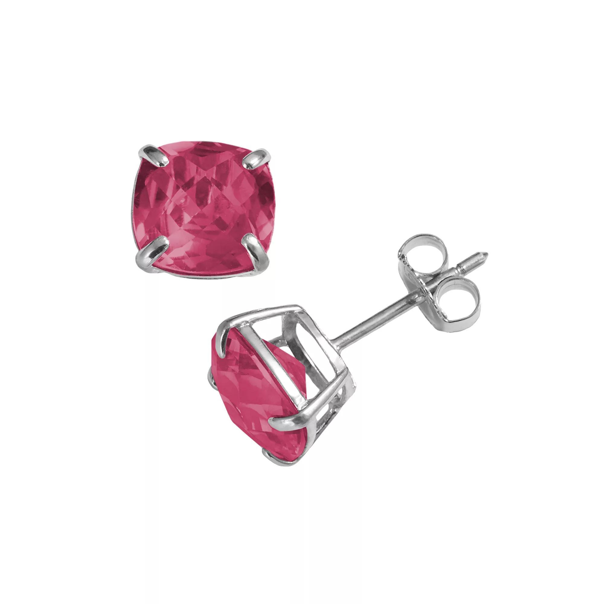 Designs by Gioelli Sterling Silver Lab-Created Ruby Stud Earrings, Women's, Red Product Image