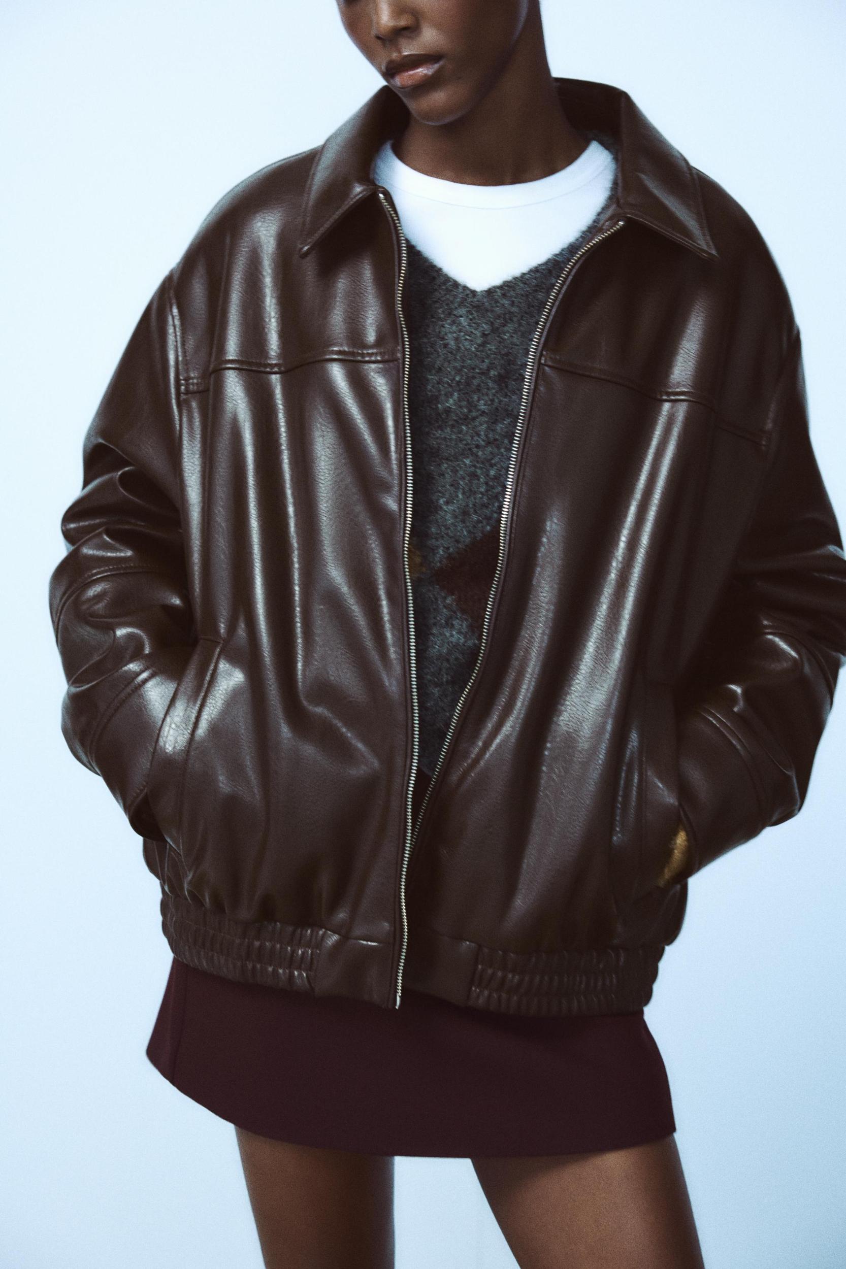 FAUX LEATHER BOMBER JACKET Product Image