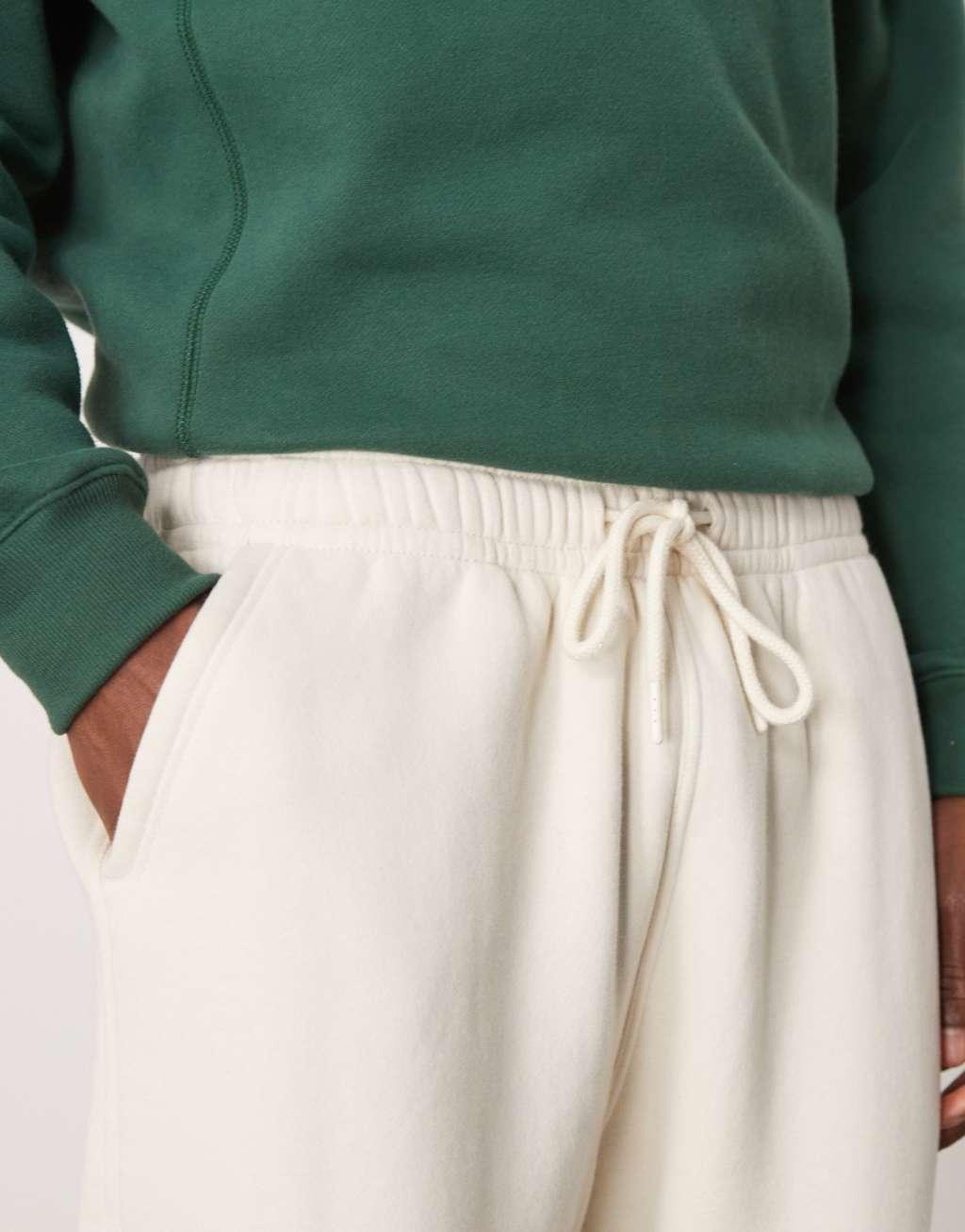 Abercrombie & Fitch cuffed essential sweatpants in cream Product Image