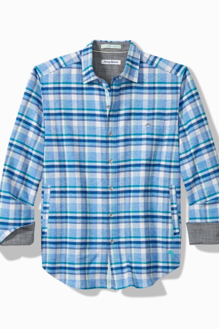 Lei'd Back Flannel Shirt Jacket- Mountain BlueBell Product Image