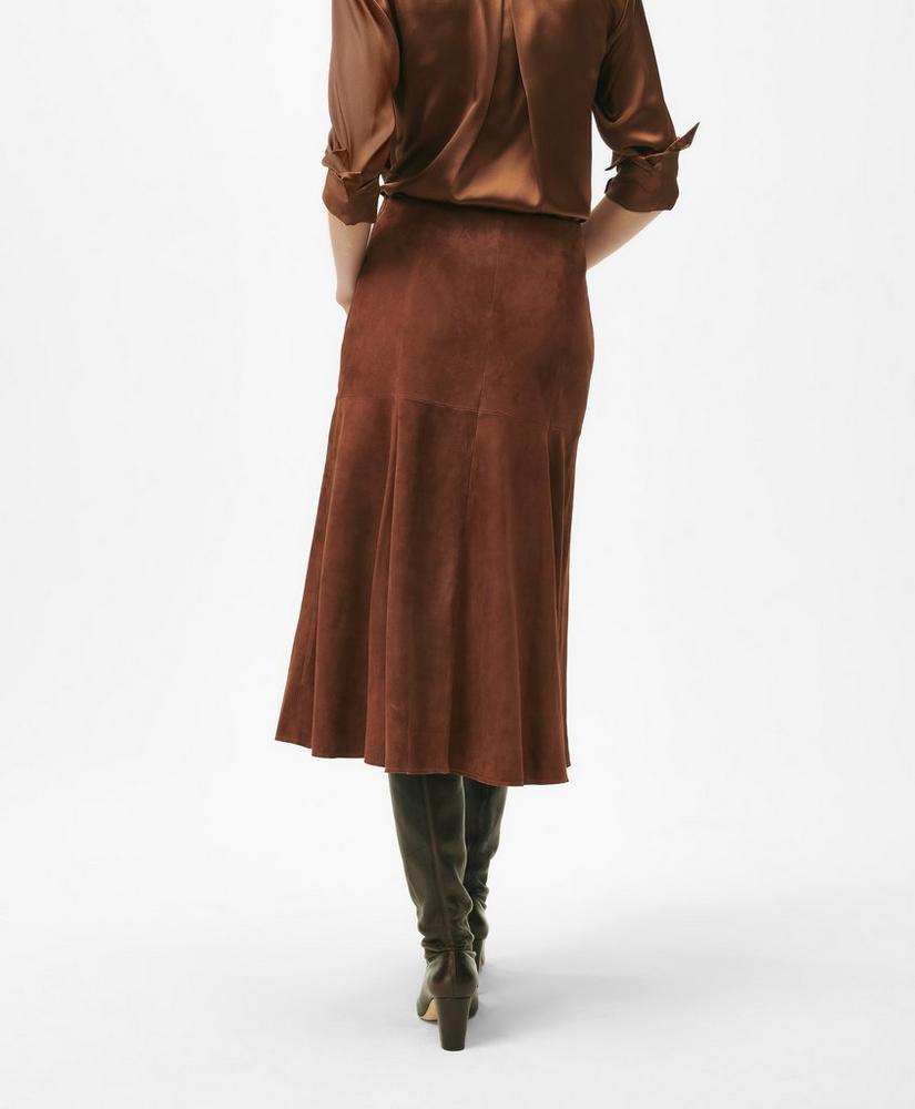 Fluted Hem Skirt in Suede Product Image