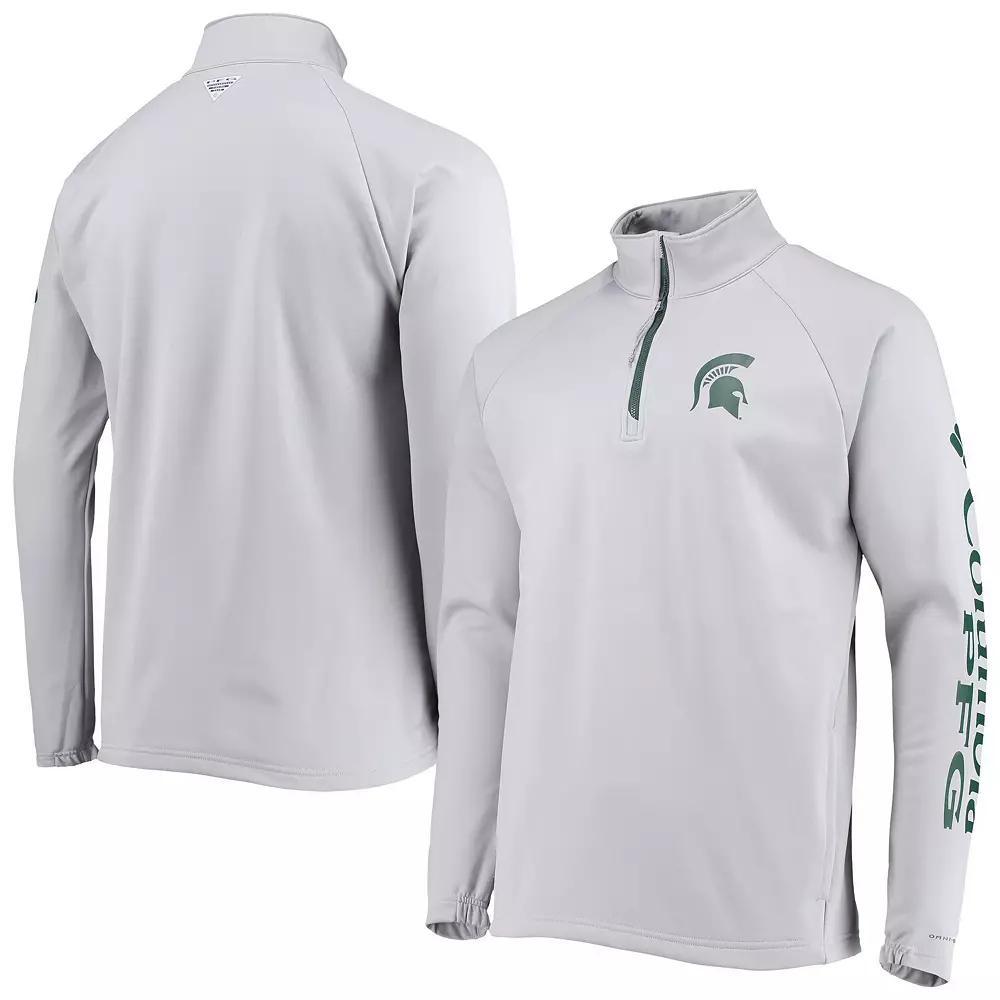 Men's Columbia Gray Michigan State Spartans Terminal Tackle Fleece Raglan Omni-Shade Quarter-Zip Jacket, Size: Small, Grey Product Image