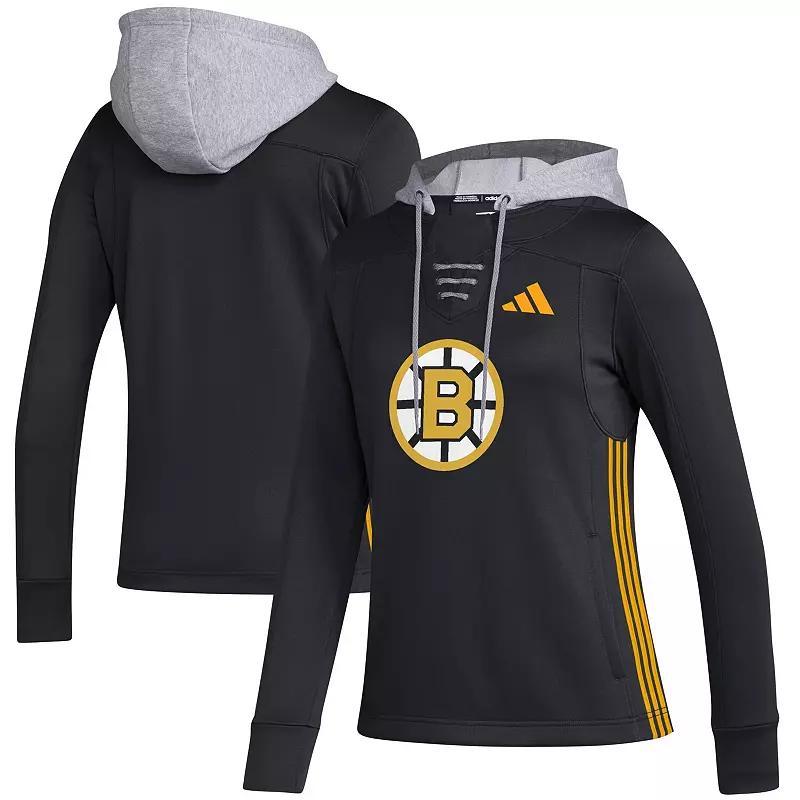 Womens adidas Boston Bruins Refresh Skate Lace AEROREADY Pullover Hoodie Product Image