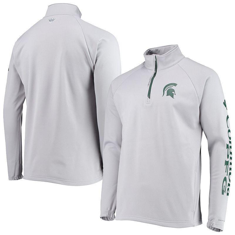 Mens Columbia Gray Michigan State Spartans Terminal Tackle Fleece Raglan Omni-Shade Quarter-Zip Jacket Product Image