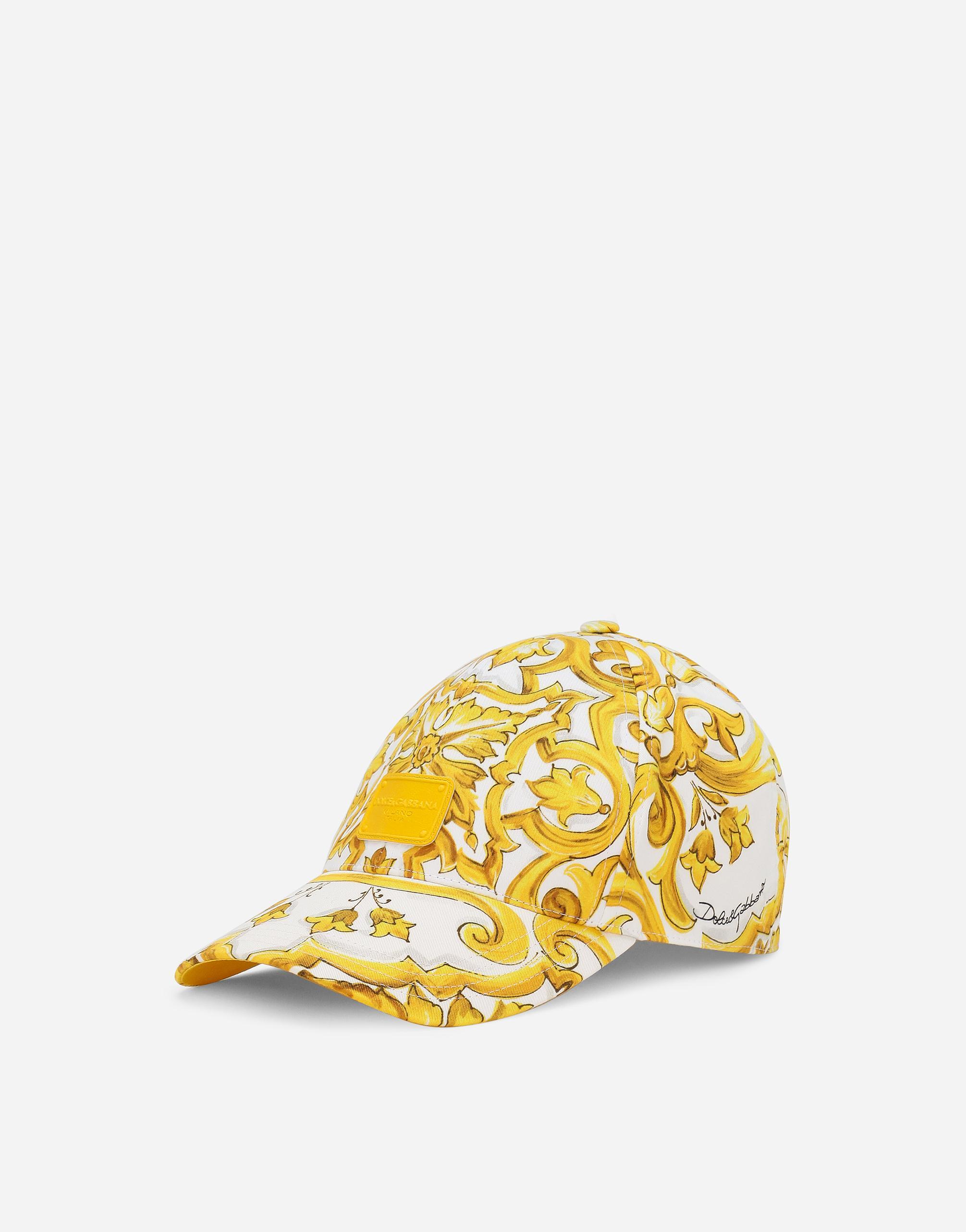 DOLCE & GABBANA Drill Baseball Cap With Majolica Print In Multicolor Product Image