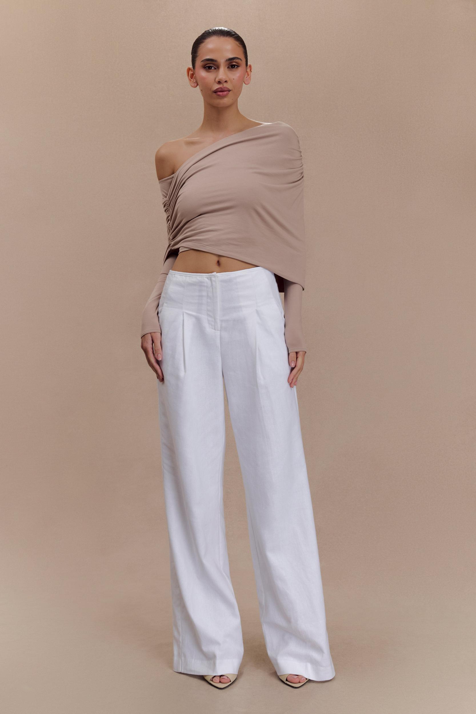 Corinna Modal One Shoulder Top - Mushroom Product Image
