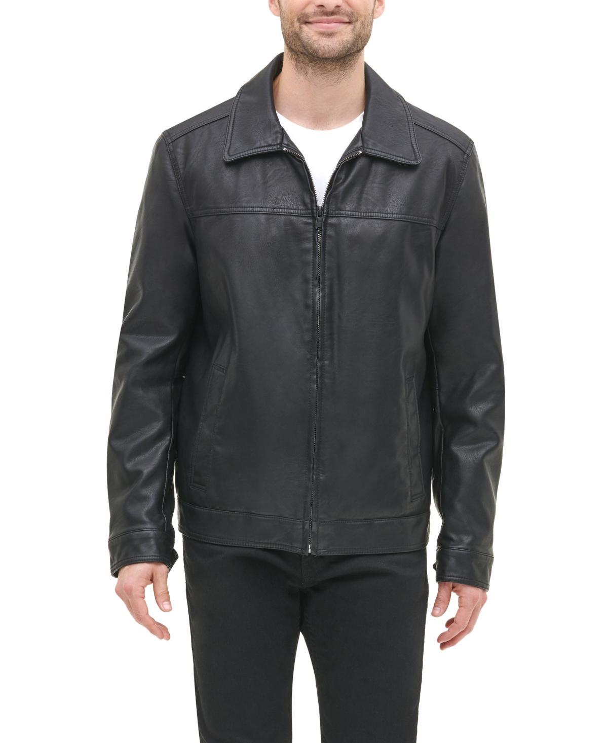 Tommy Hilfiger Mens Faux Leather Laydown Collar Jacket Product Image