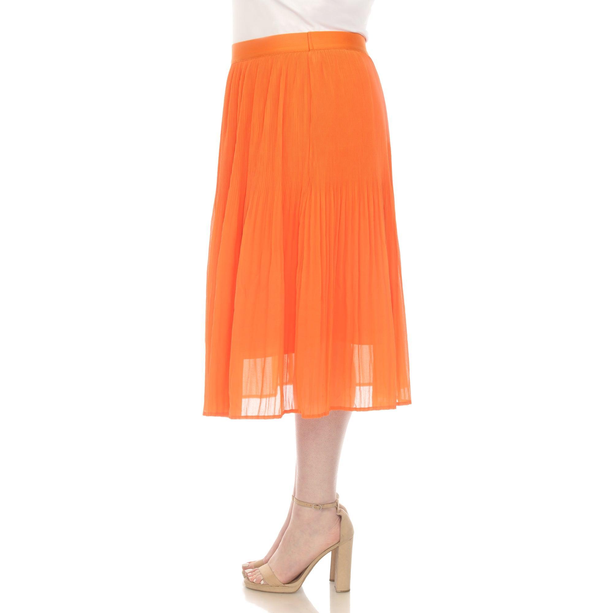 Plus Size Pleated Chiffon Midi Skirt Product Image