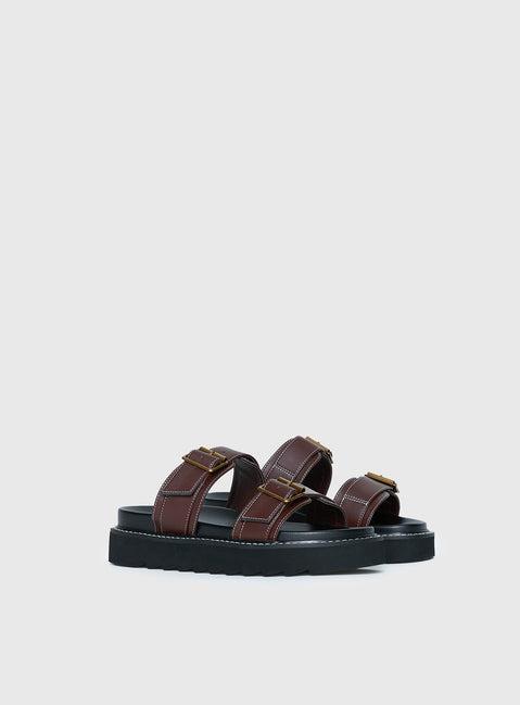 Ma Belle Sandals Contrast Stitch Chocolate Product Image