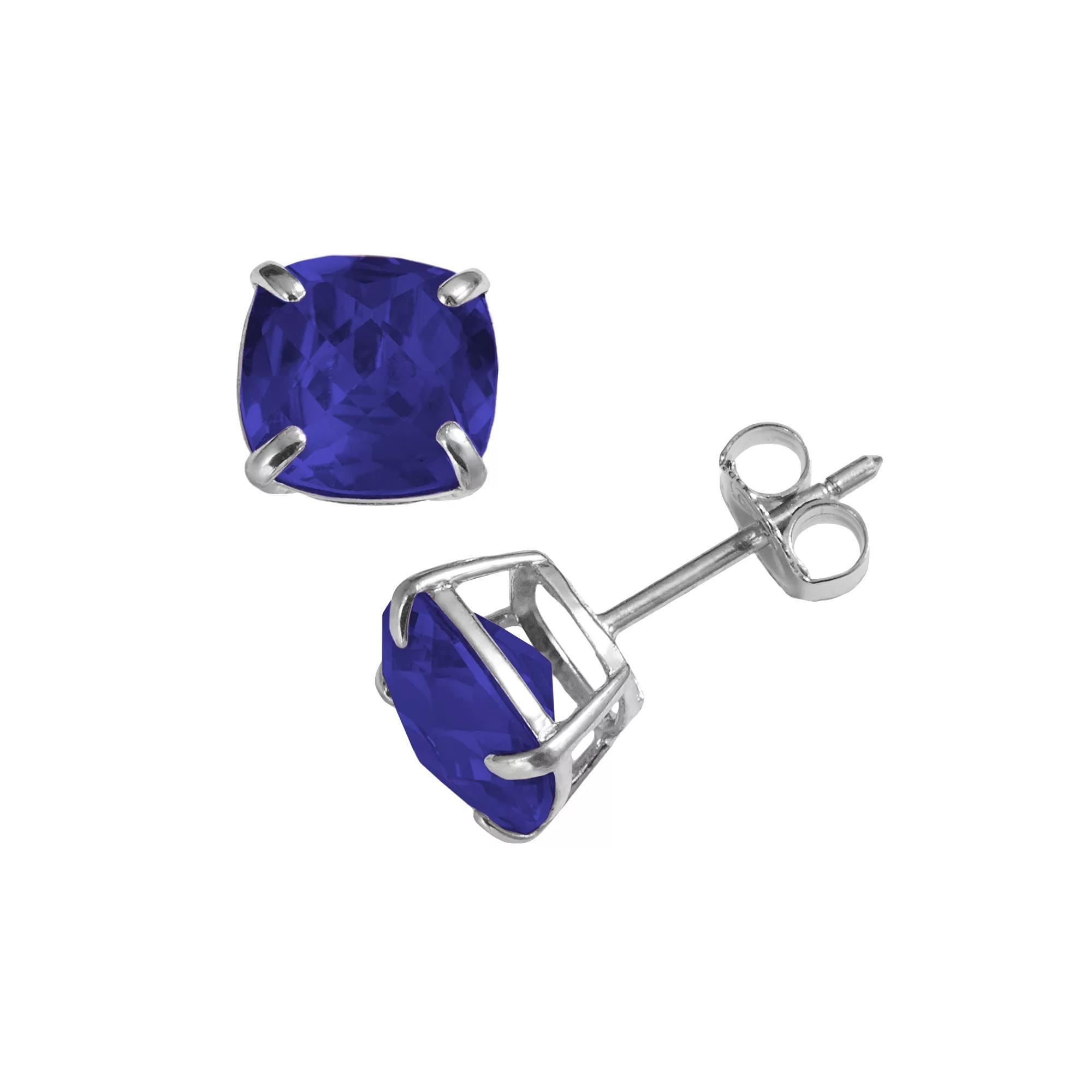 Designs by Gioelli Sterling Silver Lab-Created Sapphire Stud Earrings, Women's, Blue Product Image