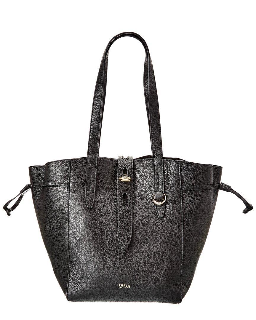 FURLA Net Medium Leather Tote In Black Product Image