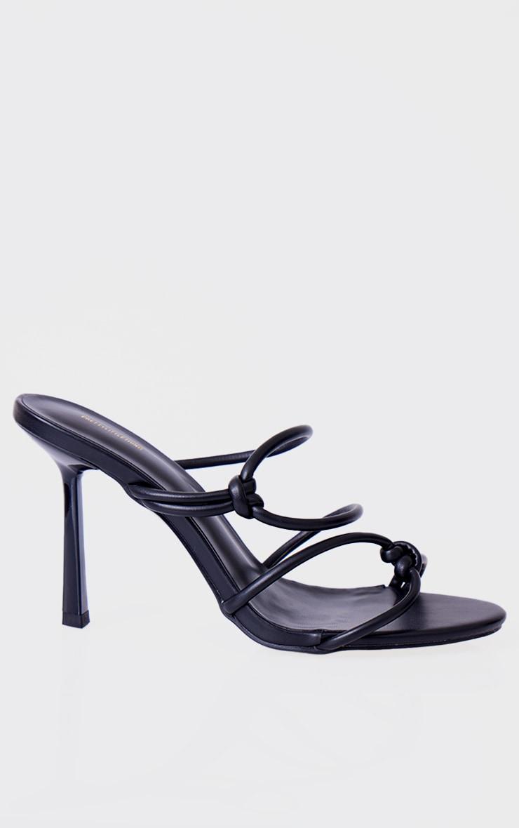 Black PU  Round Toe Heeled Mules Product Image