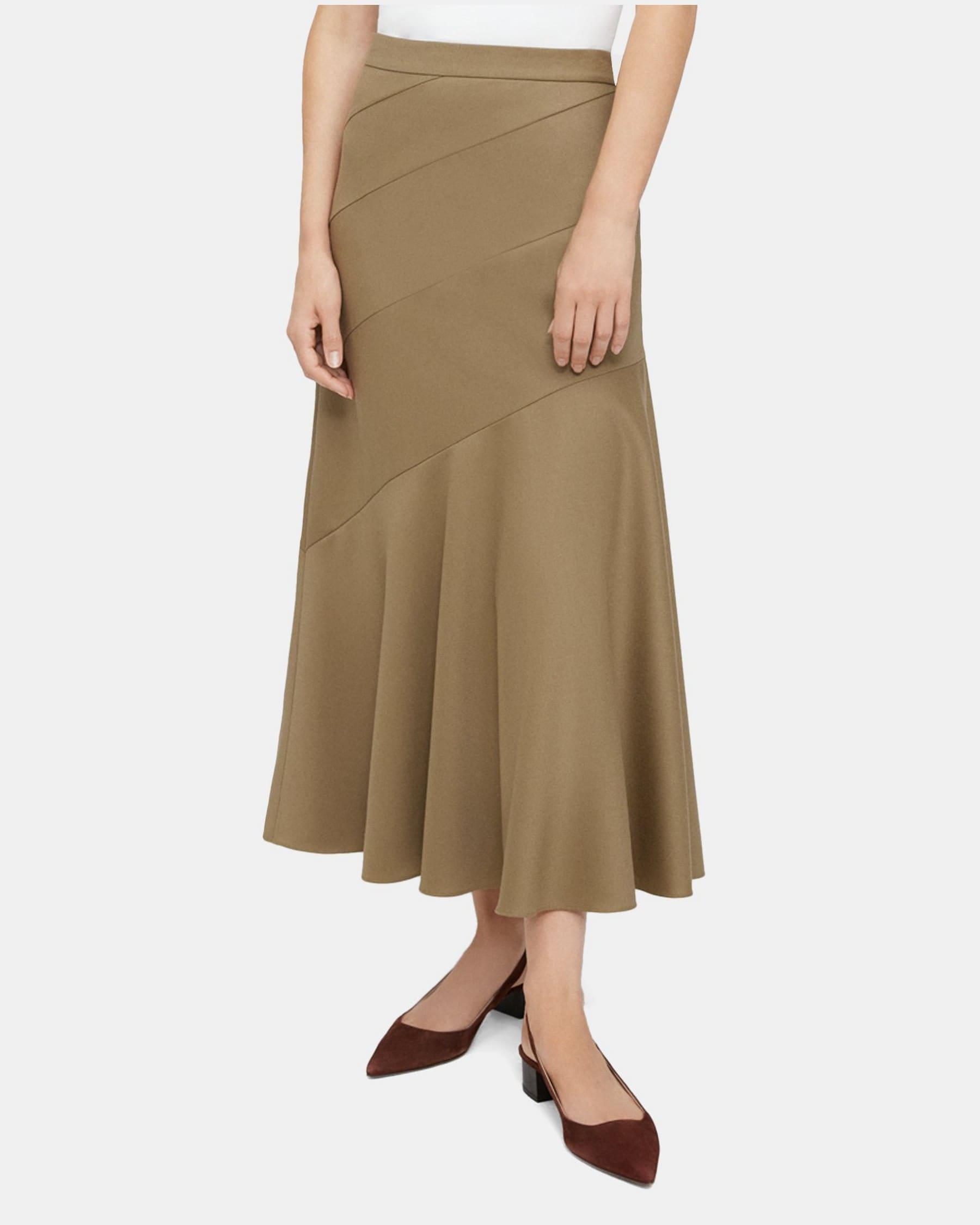 Diagonal Midi Skirt in Wool Flannel Product Image