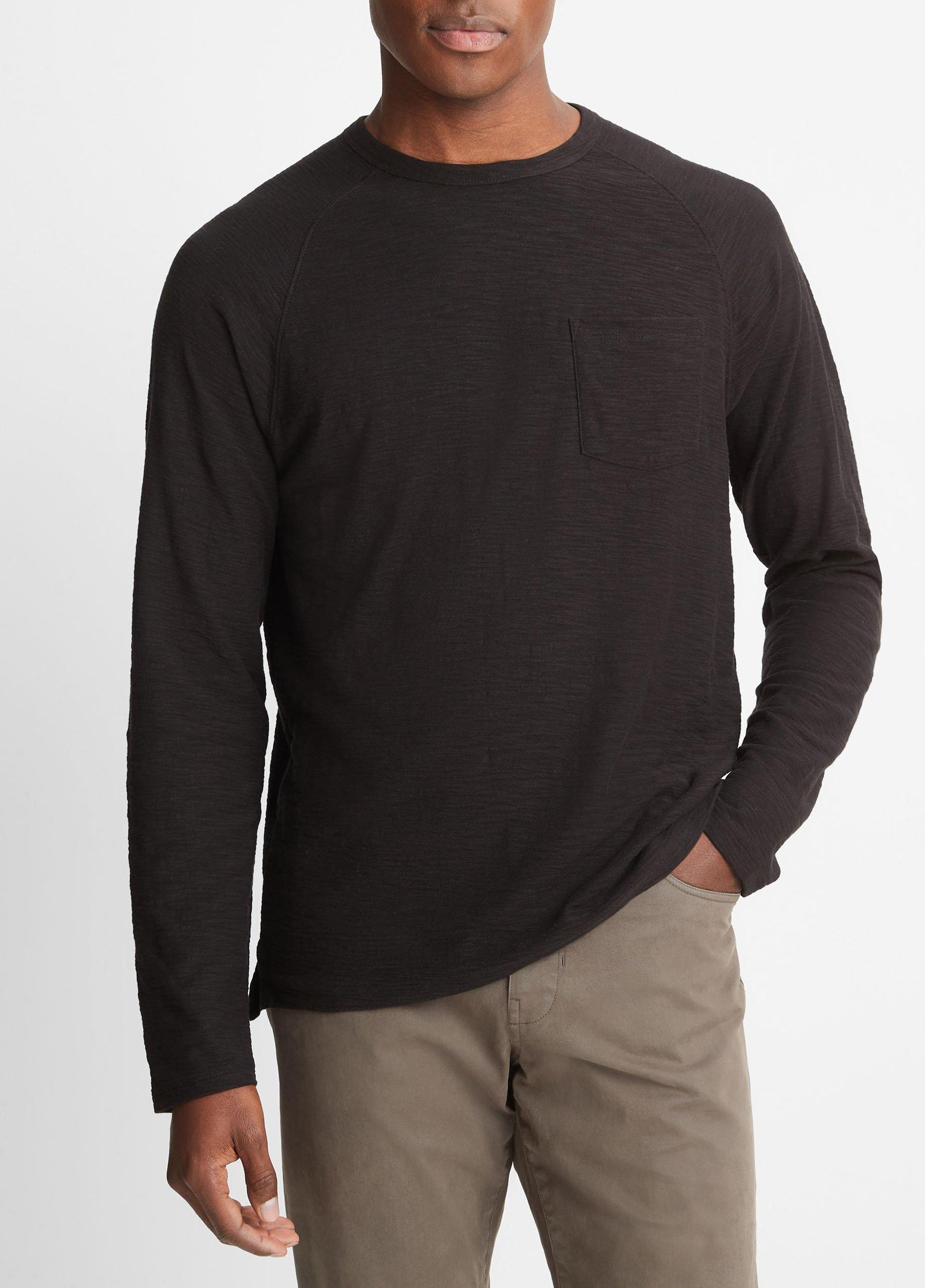 Cotton Long Sleeve Pocket Crew T-Shirt Product Image