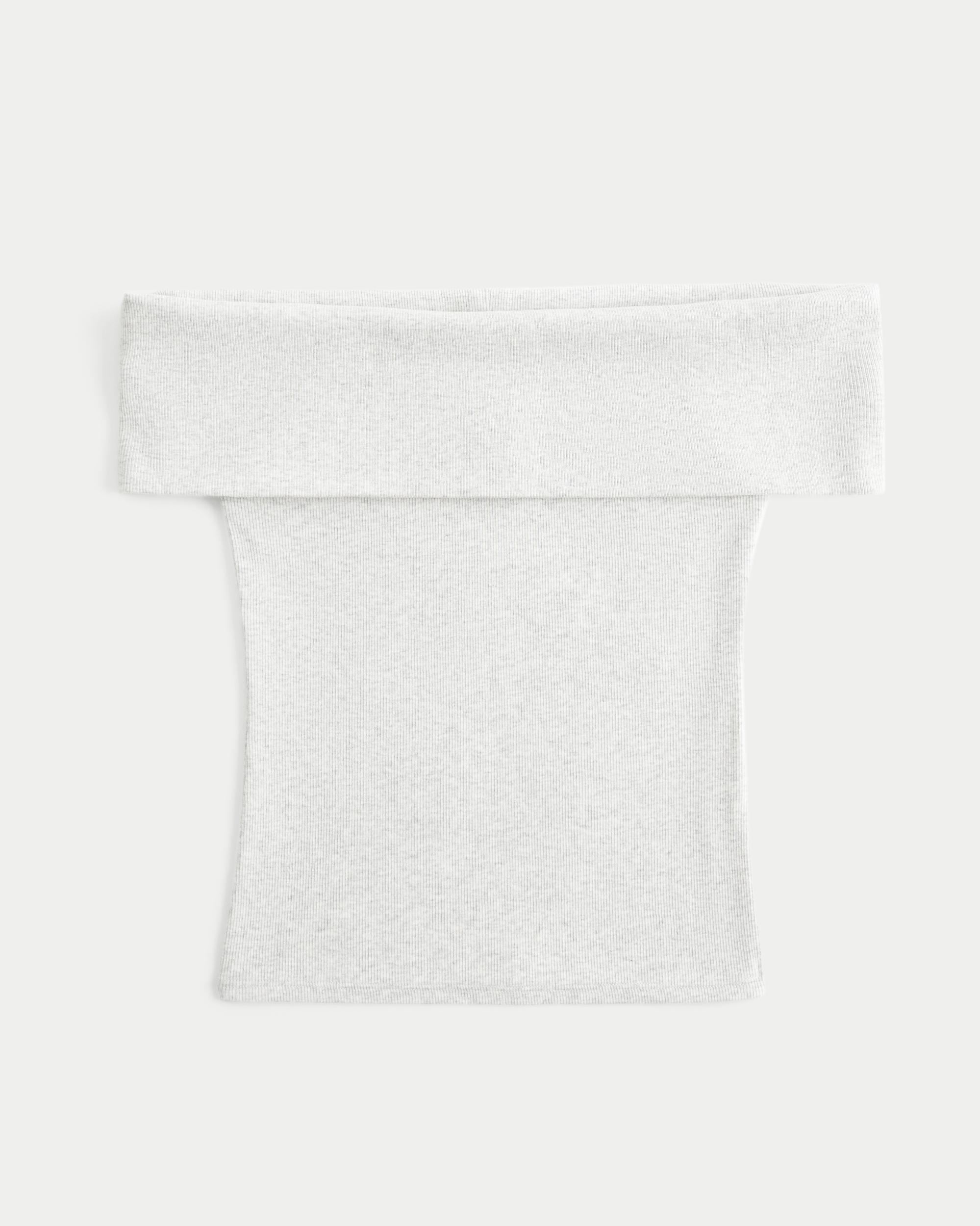 Ribbed Off-the-Shoulder Foldover Top Product Image