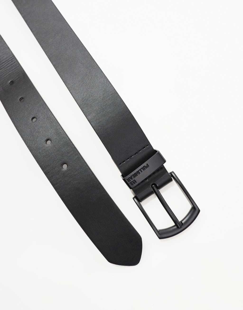 Pull&Bear faux leather belt in black Product Image