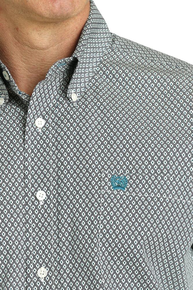 Cinch® Men's L/S Cream/Teal Geo Print Button Shirt Product Image