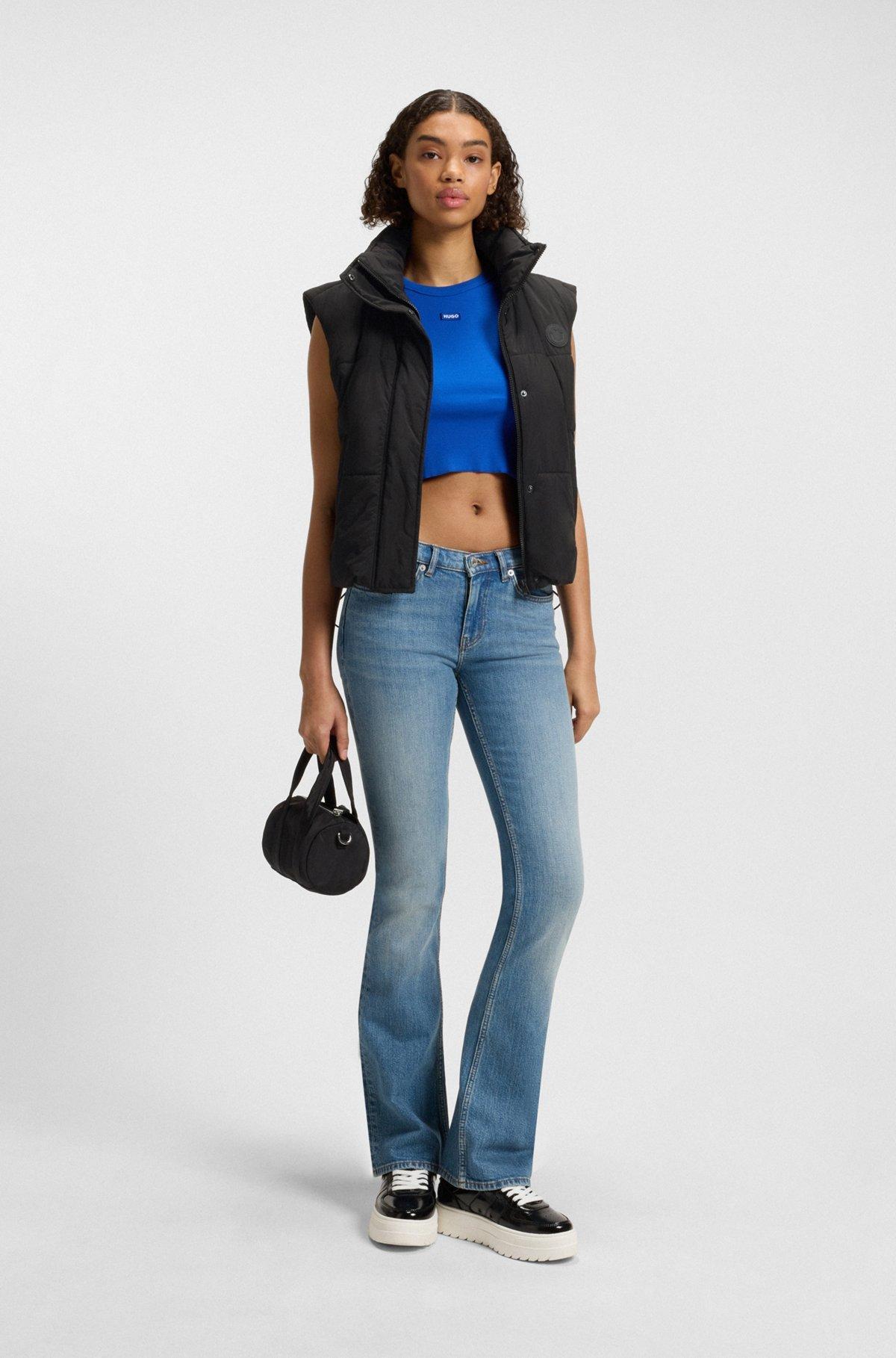 HUGO - Water-repellent gilet with silicone HUGO badge - Black Product Image