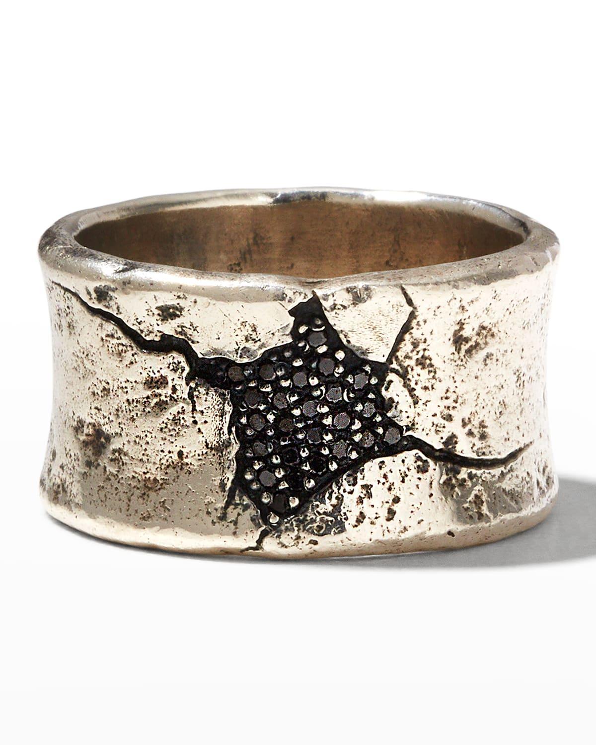 Mens Crack Band Ring w/ Black Diamond Pav Product Image