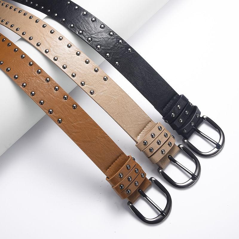 Studded Faux Leather Belt Product Image