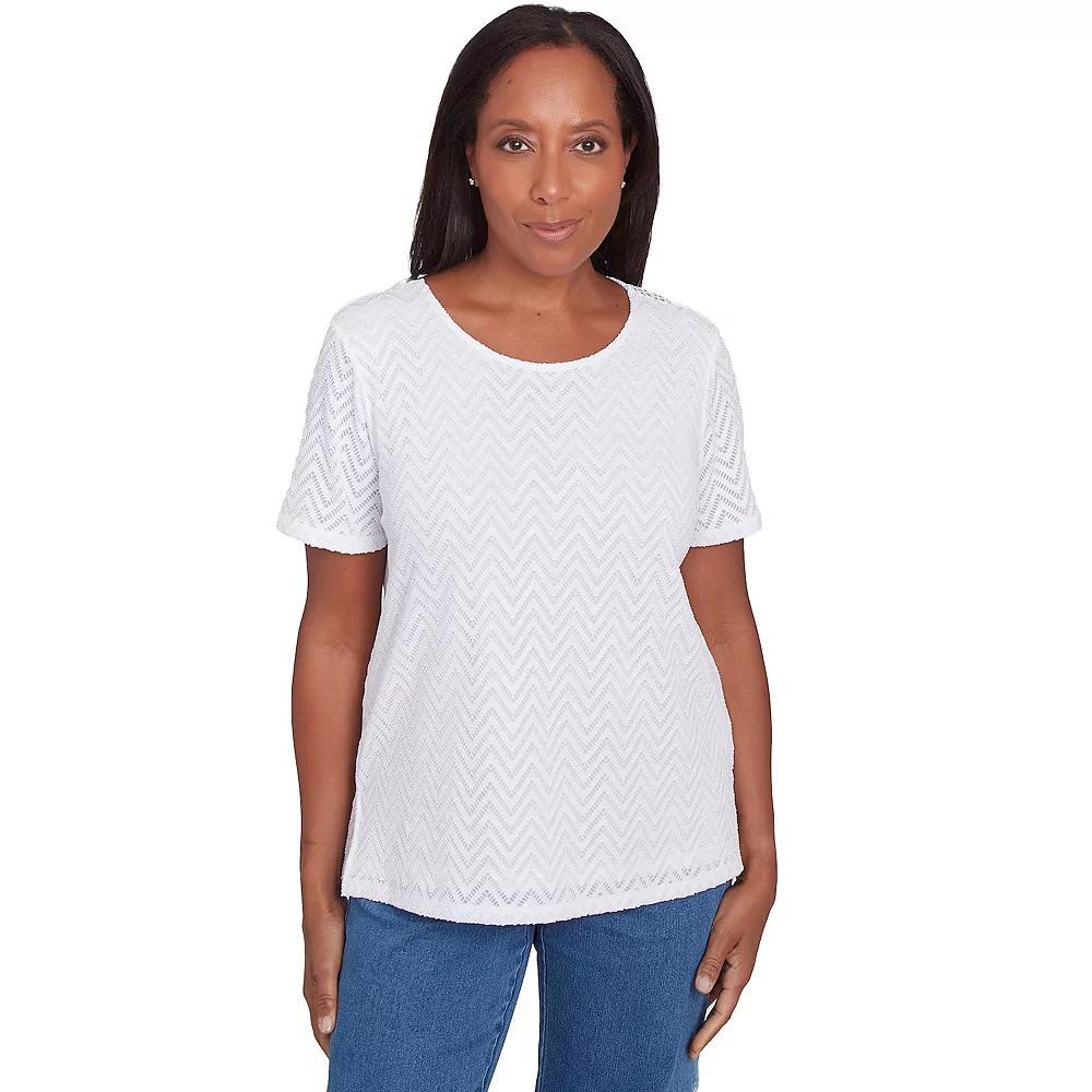 Women's Alfred Dunner Textured Chevron Lace Back Tee,  Product Image