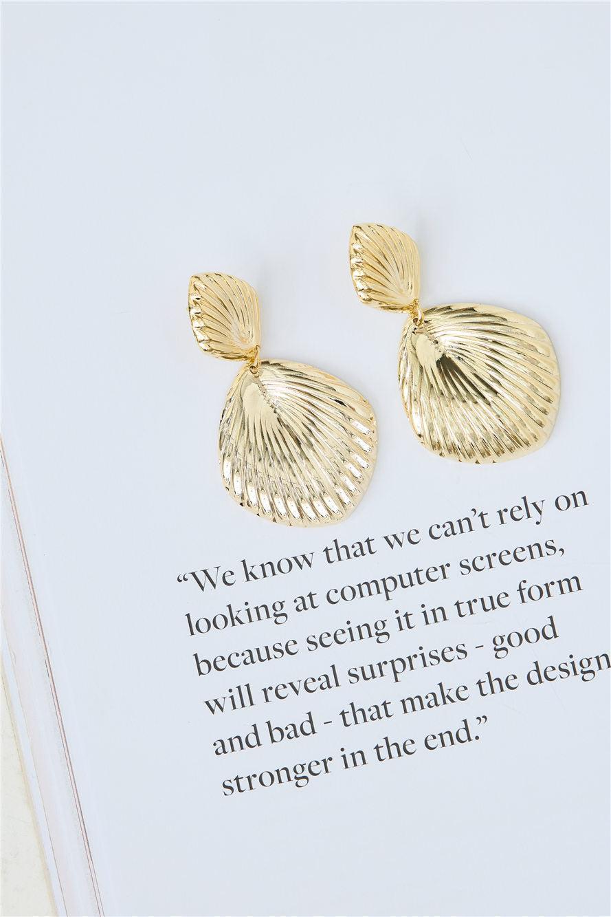18k Gold Plated Shells Earrings Gold Product Image