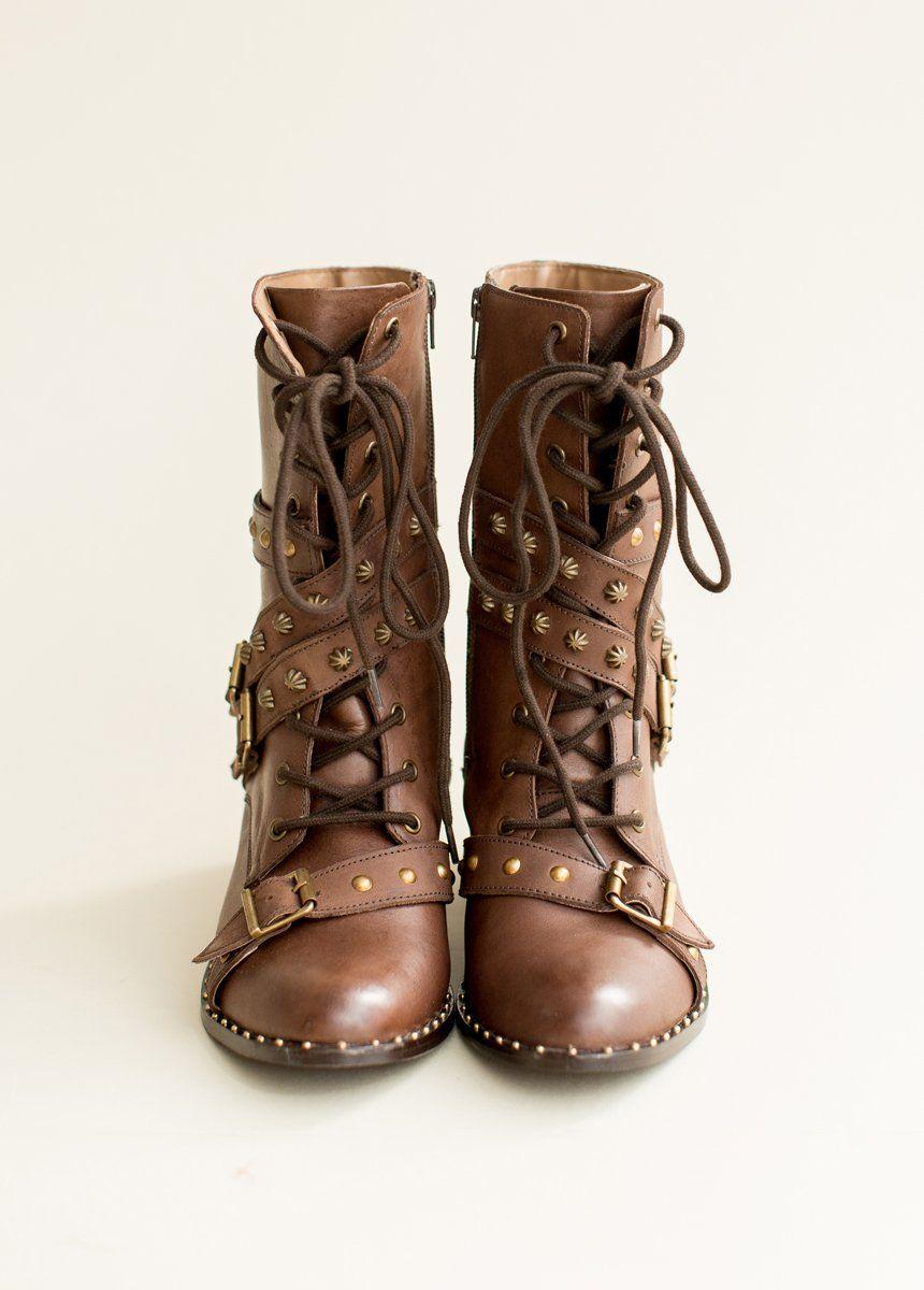 Rowan Leather Combat Boot in Brown Female Product Image