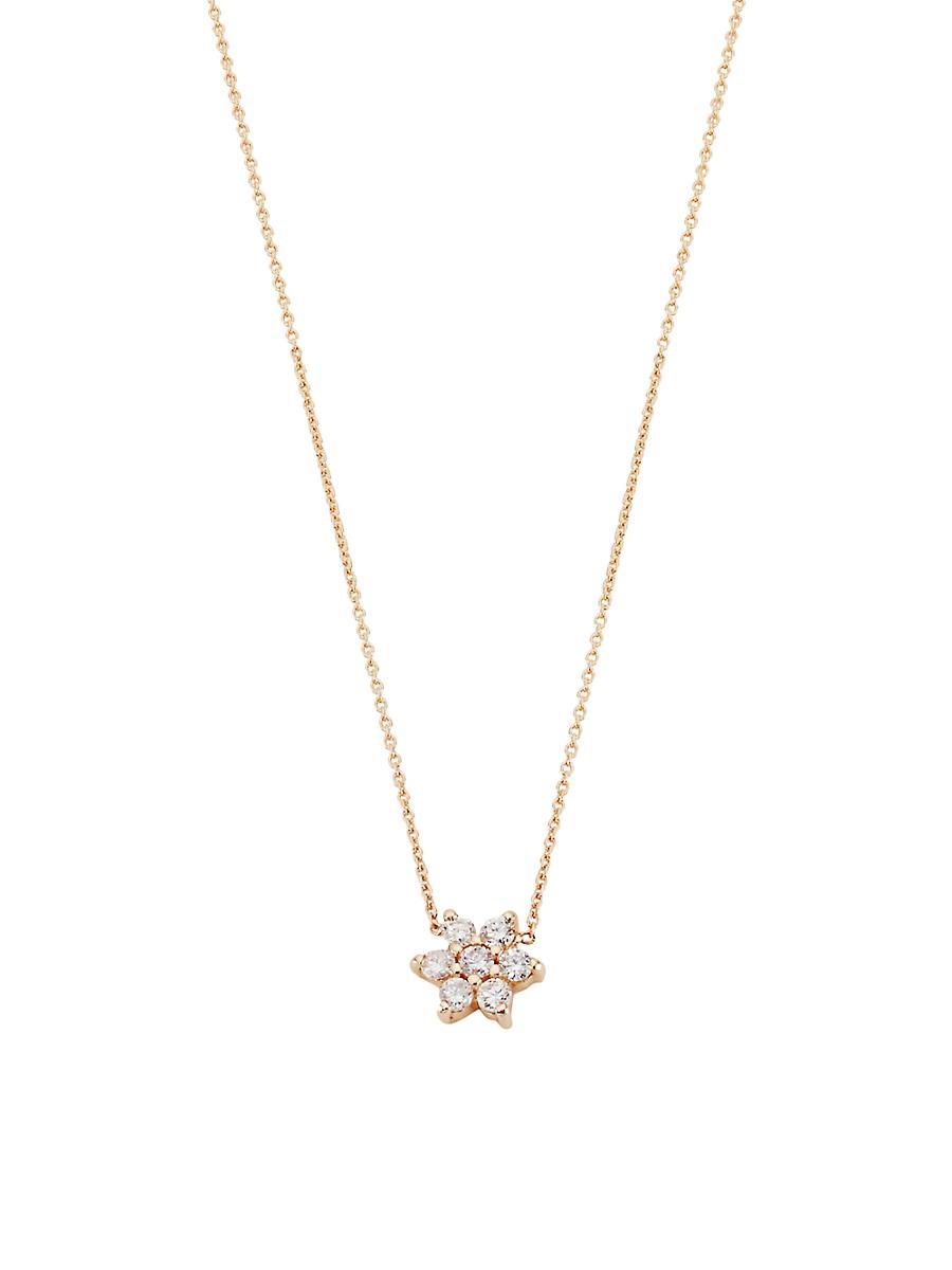 Womens 18K Rose Gold & Diamond Star Pendant Necklace Product Image