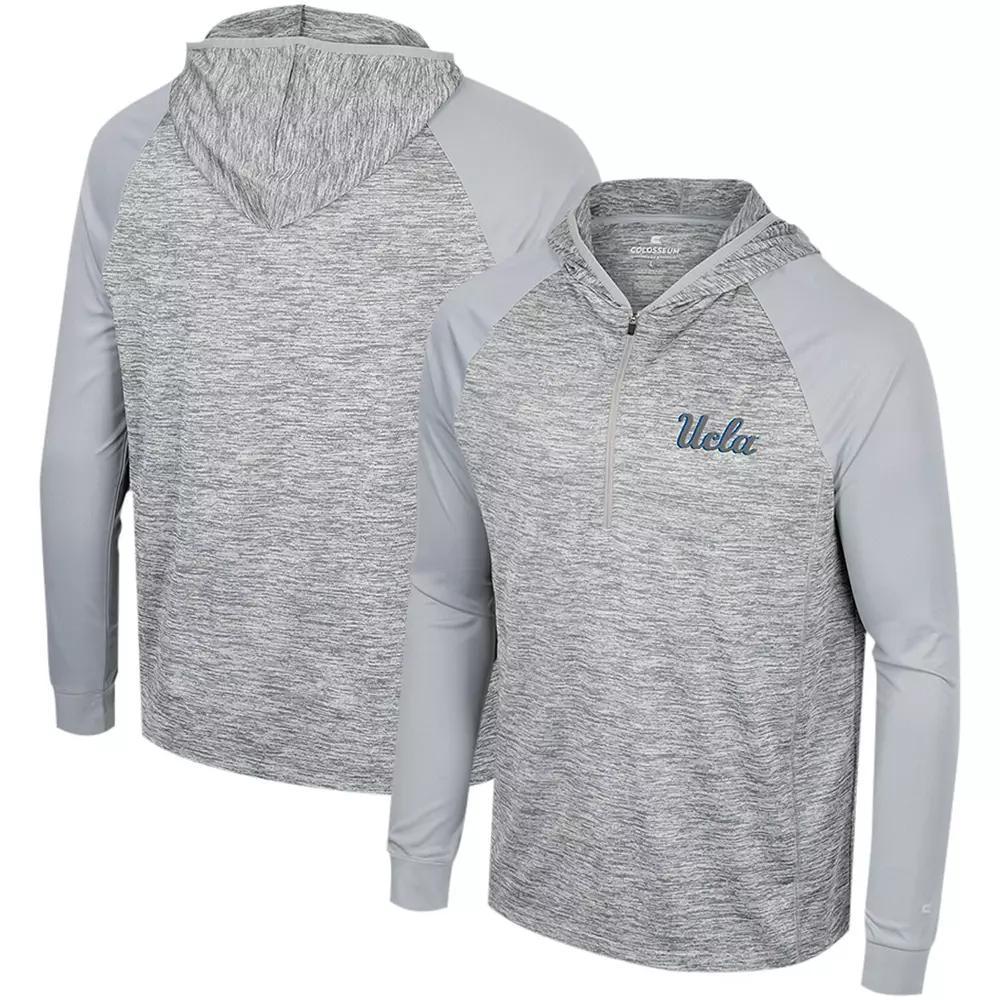 Men's Colosseum Gray UCLA Bruins Cybernetic Raglan Quarter-Zip Hooded Top,  Product Image